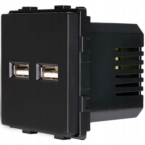 Moduł Podwójna Ładowarka USB Typ A+A 3.1A Czarna do Ramek MIUUN