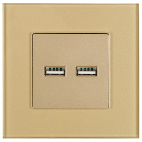 Podwójna Ładowarka USB 3.1A Typ A+A Szklana Złota