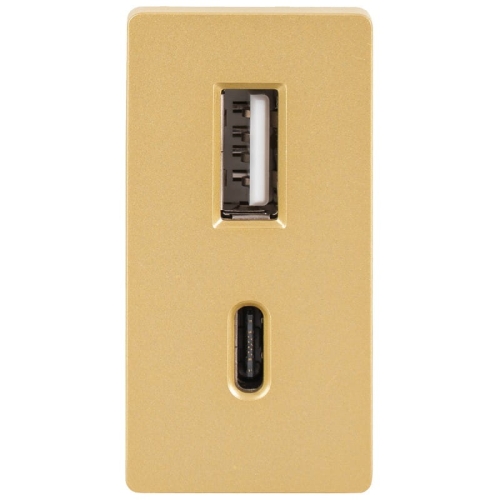 Moduł Szybka Podwójna Ładowarka USB Typ A+C 20 Wat Złota do Ramek