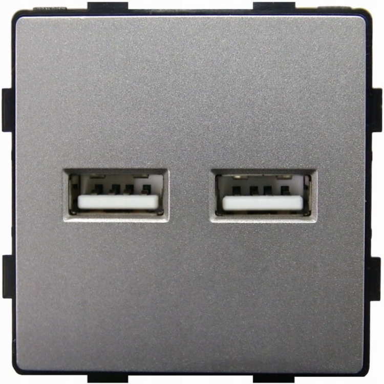 Moduł Podwójna Ładowarka USB Typ A+A 3.1A Szara do Ramek