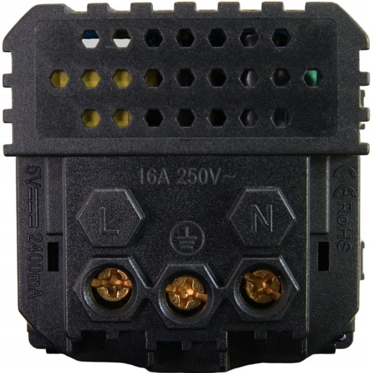 Moduł Gniazdo z Bolcem + Podwójna Ładowarka USB A+A 2.4A do Ramek