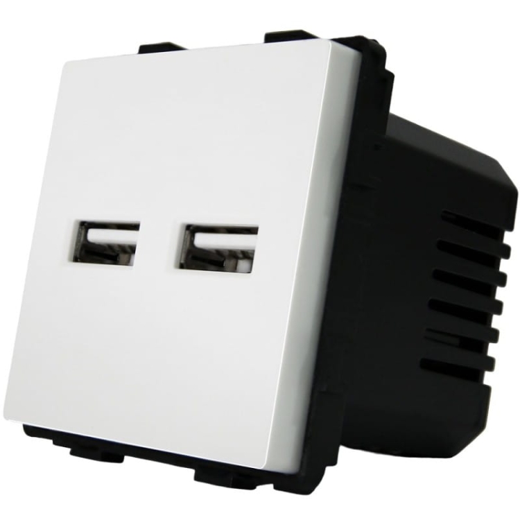 Gniazdo Białe Podwójna Ładowarka USB 3.1A Typ A+A Zestaw z Ramką PCV