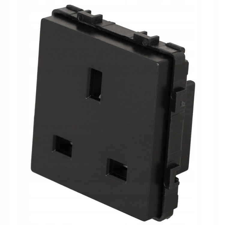 Moduł Gniazdo Brytyjskie UK IRL Elektryczne Czarne do Ramek