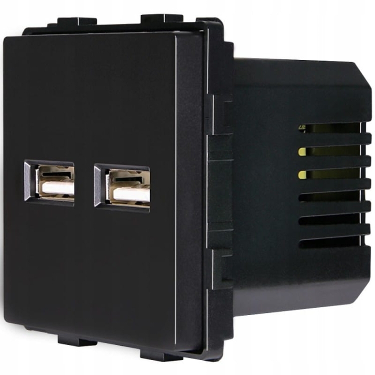 Moduł Podwójna Ładowarka USB Typ A+A 3.1A Czarna do Ramek MIUUN