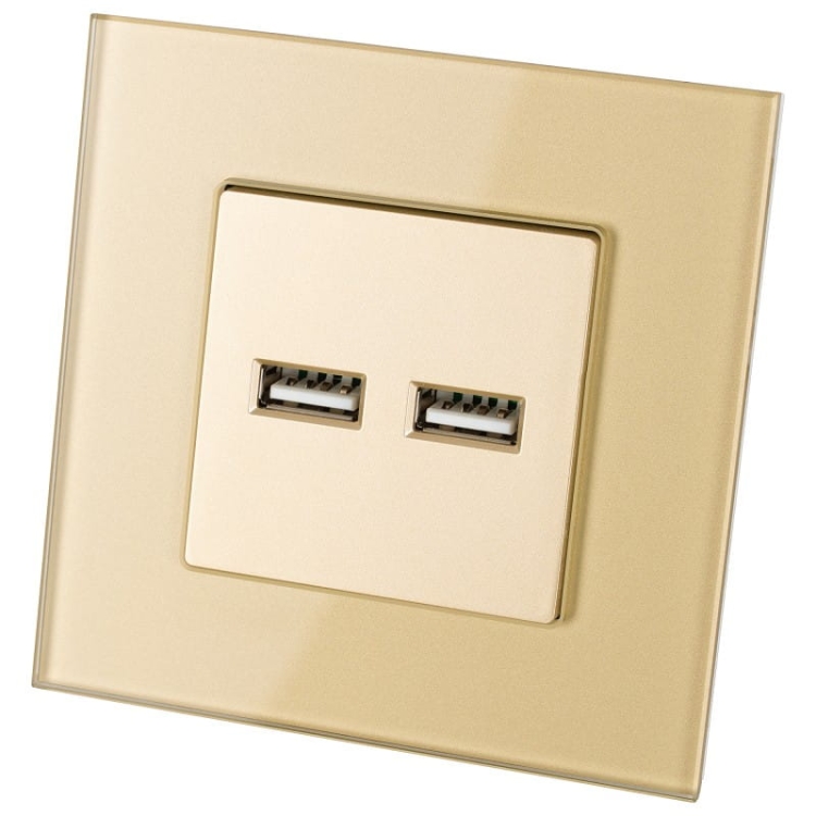Podwójna Ładowarka USB 3.1A Typ A+A Szklana Złota