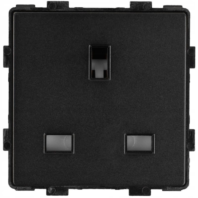Moduł Gniazdo Brytyjskie UK IRL Elektryczne Czarne do Ramek
