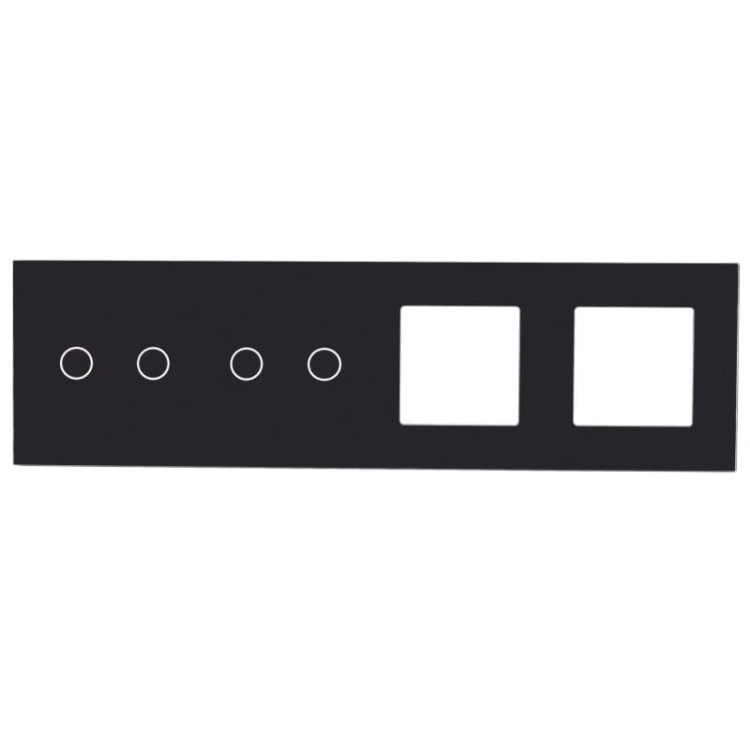 Ramka Panel Dotykowy Poczwórny 2+2+S+S Szklany Czarny