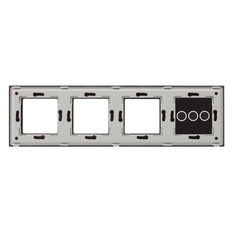 Ramka Panel Dotykowy Poczwórny 3+S+S+S Szklany Czarny