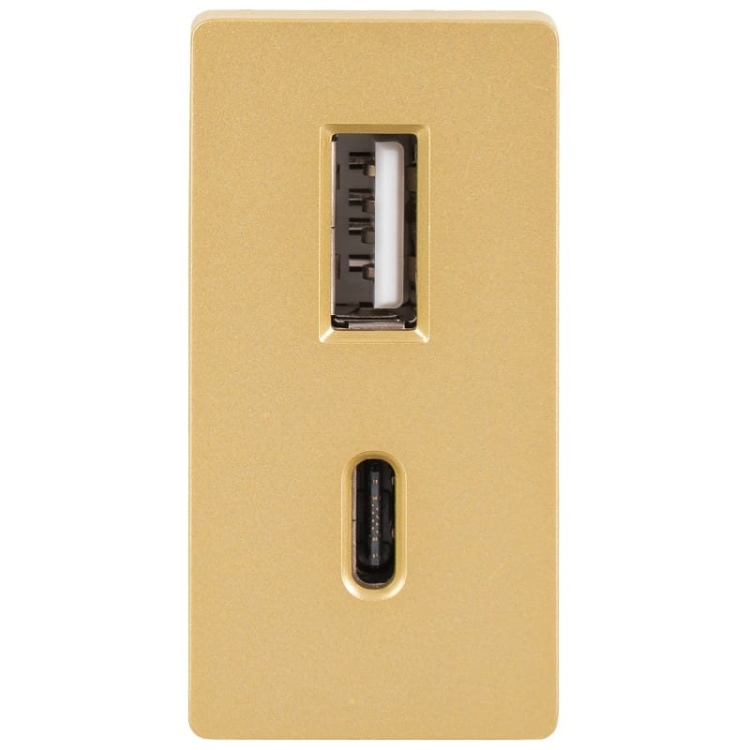 Moduł Szybka Podwójna Ładowarka USB Typ A+C 20 Wat Złota do Ramek