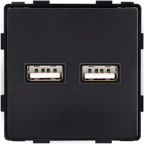 Moduł Podwójna Ładowarka USB Typ A+A 3.1A Czarna do Ramek MIUUN
