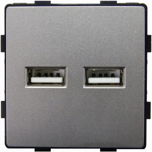 Moduł Podwójna Ładowarka USB Typ A+A 3.1A Szara do Ramek