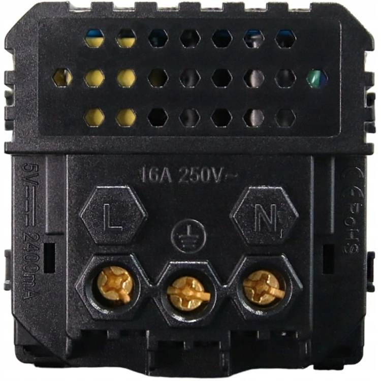 Moduł Gniazdo z Bolcem Czarne + Podwójna Ładowarka USB 2.4A do Ramek