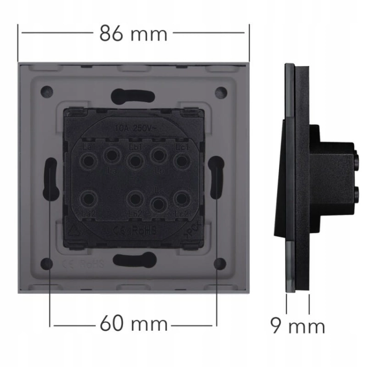 Kontakt Gniazdo Pojedyncze z Bolcem Szklane Szare