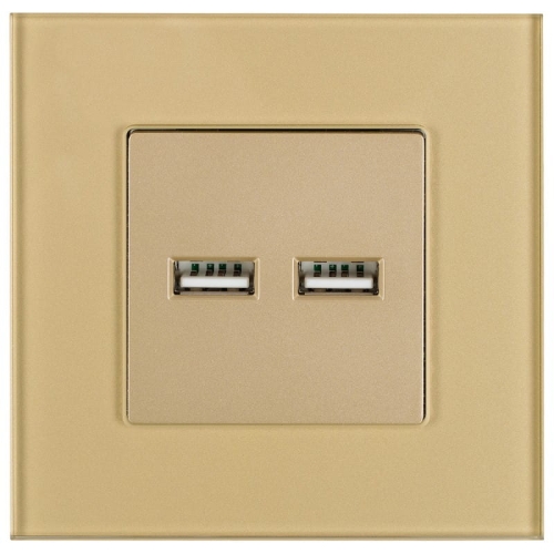 Podwójna Ładowarka USB 3.1A Typ A+A Szklana Złota