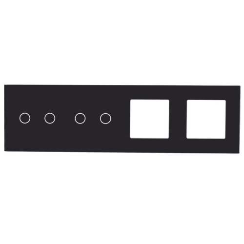 Ramka Panel Dotykowy Poczwórny 2+2+S+S Szklany Czarny