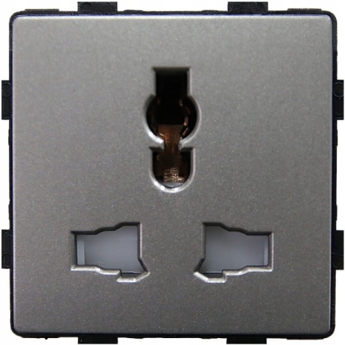 Moduł Gniazdo Uniwersalne PL UK US EU Elektryczne Szare do Ramek