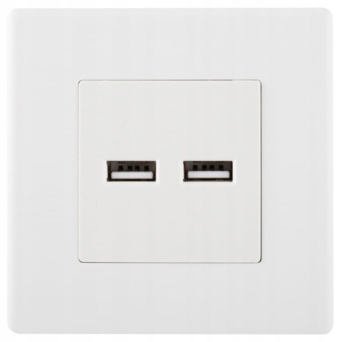 Gniazdo Białe Podwójna Ładowarka USB 3.1A Typ A+A Zestaw z Ramką PCV