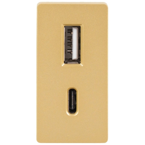 Moduł Szybka Podwójna Ładowarka USB Typ A+C 20 Wat Złota do Ramek